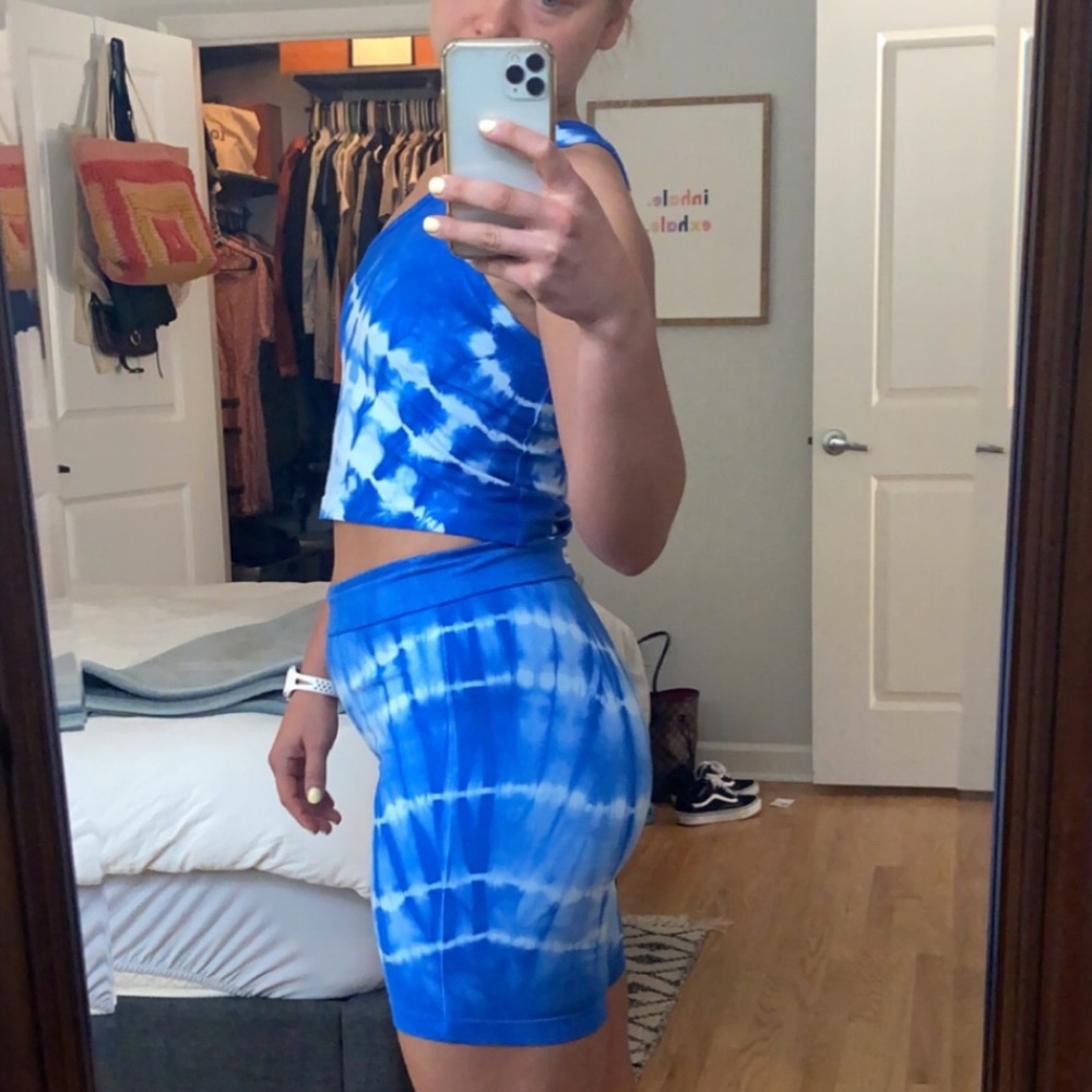kendall & kylie blue tye dye matching set